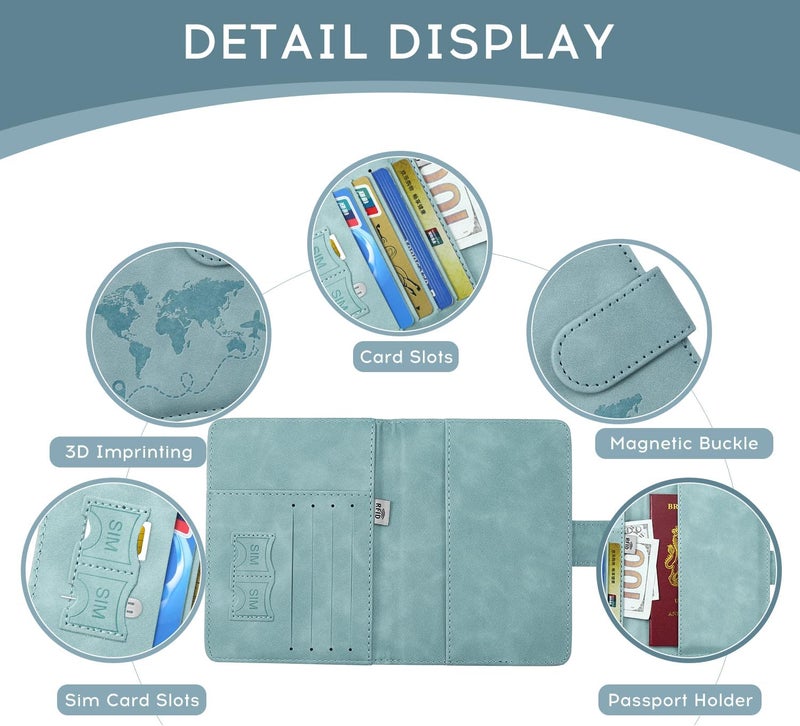 ILIYAH -Passport Cover-Passport Holder Travel Wallet-RFID Blocking Passport Case Travel Accessories Card Holder Wallet Unisex Travel Gifts(Blue) - Image 4